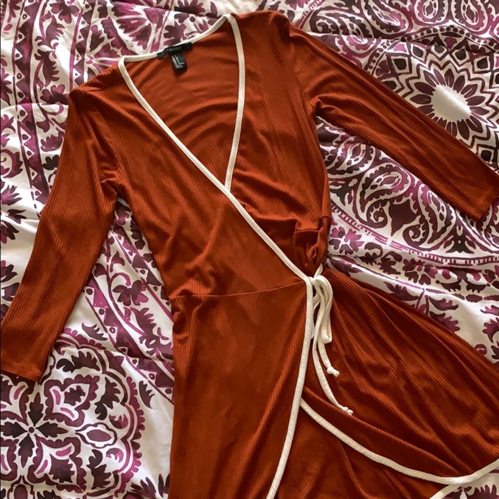 Burnt orange wrap dress